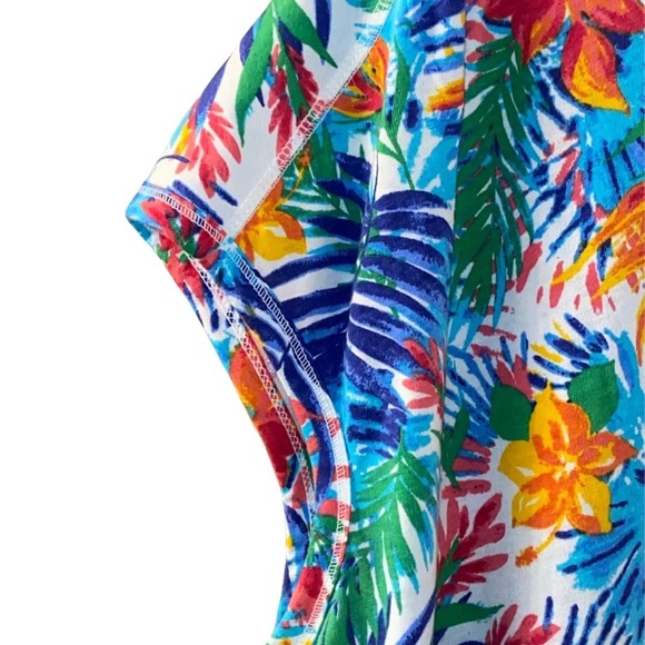 Woman Within Size 22/24 Bright Tropical Floral Print Casual Knit Tunic Top - Picture 4 of 8